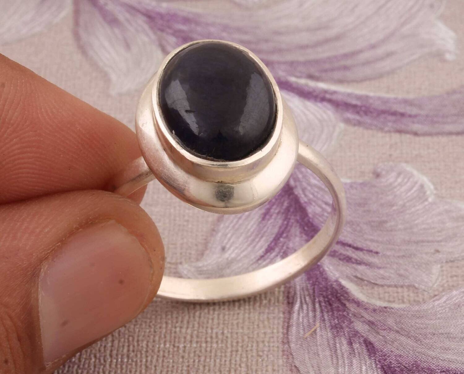 Natural Blue Safayar Top Quality Gemstone Ring 925-Antique Silver Ring,Sterling Silver Ring,Ring Finger Ring Anniversary Gift RingCyber2021