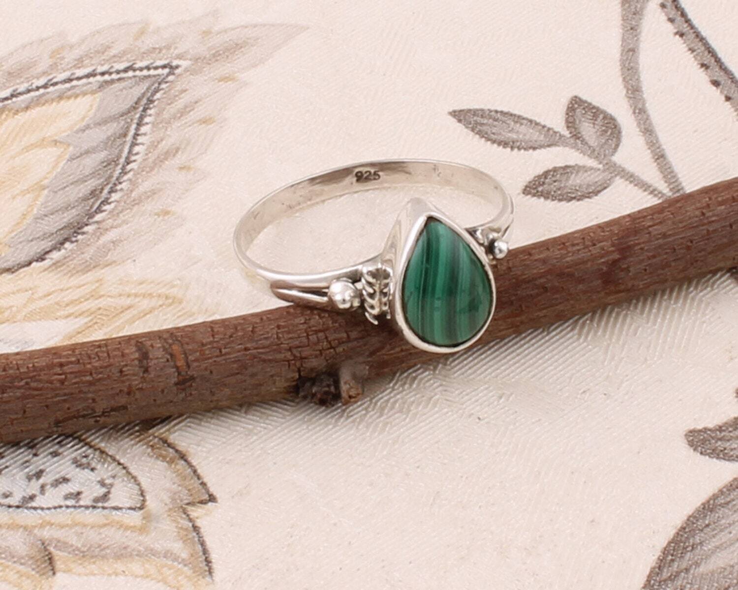 Gift For You ! Solid 925 Sterling Silver Ring With Natural Malachite Gemstone Ring Top Rare Stone Boho Ring Handcrafted Ring finger Ring