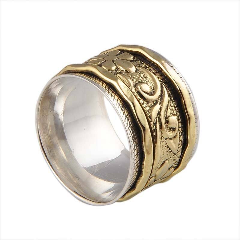 Big Size 925 Sterling Silver Silver Spinner Ring-925Birthstone