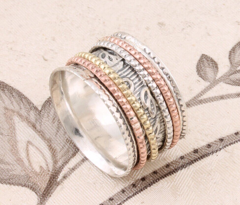 Big Size 925 Sterling Silver Ring (SPINNER RING)- -Meditation Ring- Silver Spinner Ring-925 Sterling Silver thumb Ring-Silver Band Ring