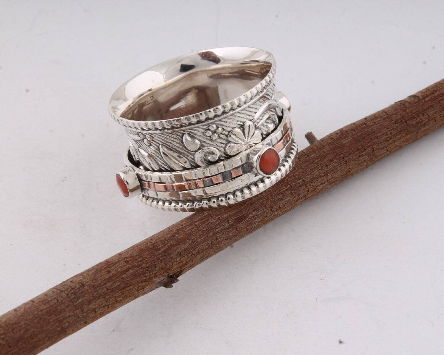 Big Size 925 Sterling Silver Ring (SPINNER RING)- -Meditation Ring- Silver Spinner Ring-925 Sterling Silver thumb Ring-Silver Band Ring