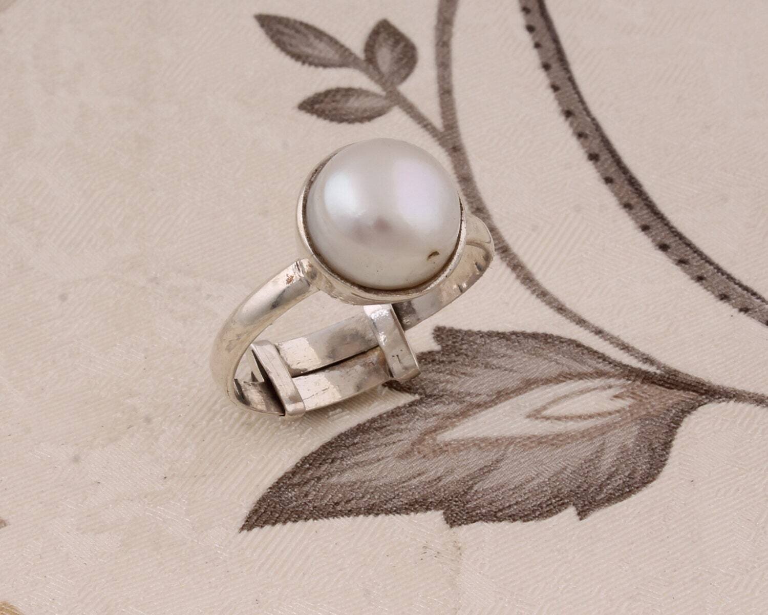 925 Sterling Silver Pearl Gemstone Ring, Designer Handmade Jewelry Gifts For Women, Anniversary Wedding Gifts For IdeaBirthstone