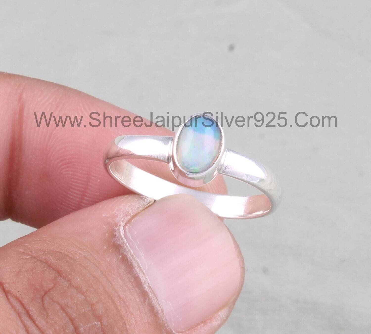 Natural Ethiopian Opals Oval Shape  Gemstone Ring, Solid 925 Sterling Silver Ring, Handmade Opal Silver Ring Women Wedding Ring, Gift Idea
