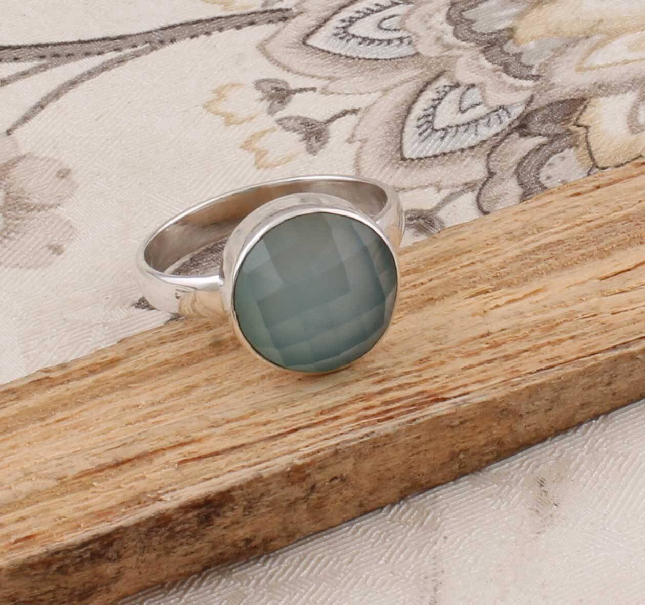 Beautiful Amazing Aqua calci Top Quality Gemstone Ring 925-Sterling Silver Ring,Middle Finger Ring,Antique Silver Ring Gift Item Ring