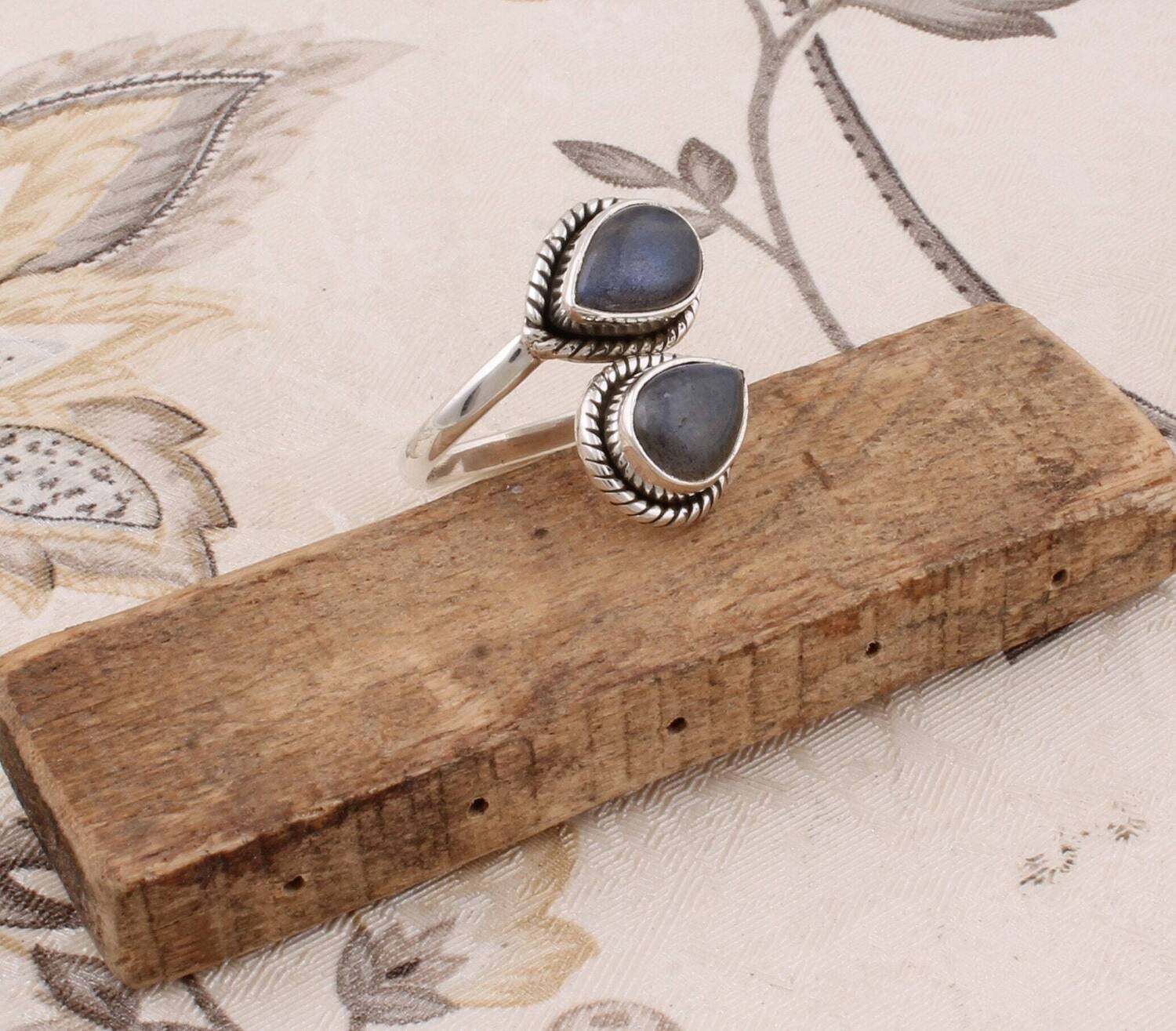 Gift For You ! Solid 925-Sterling Silver Ring Natural Labradorite Top Quality Gemstone Combo Ring  Handcrafted Rings (Index Finger Ring )