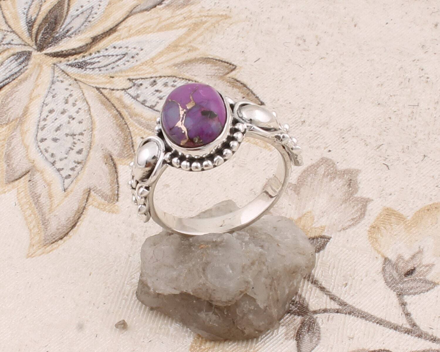Composite Turquoise Gemstone Ring Oval Cabochon Stone Boho Ring 925-Antique Silver Ring, Ring Finger Ring Etsy Cyber-2021Bestseller2021Etsy