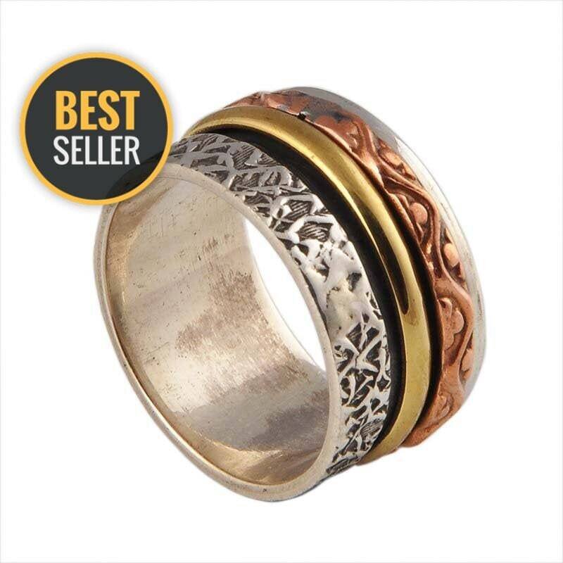 Big Size 925 Sterling Silver Ring (SPINNER RING)- -Meditation Ring- Silver Spinner Ring-925 Sterling Silver thumb Ring-Silver Band Ring