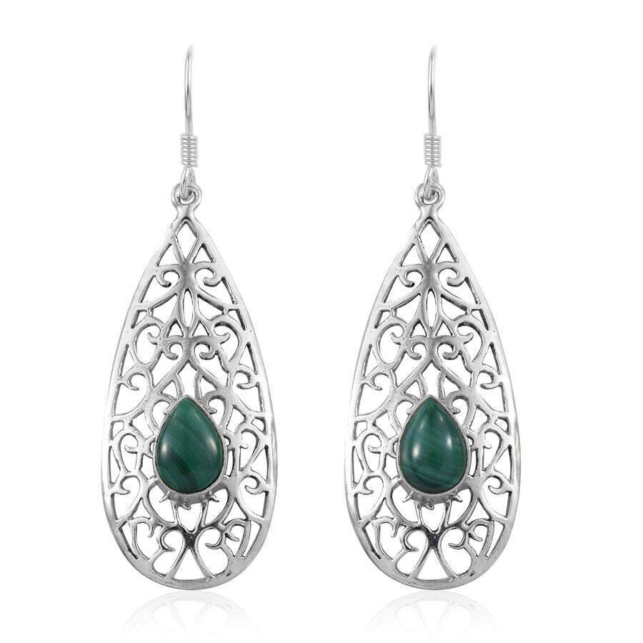 Natural Amazing Malachite Gemstone Handmade Earring Top Rare Stone Boho Earring 925-Antique Silver Earring,Sterling Earring Etsy Cyber-2021