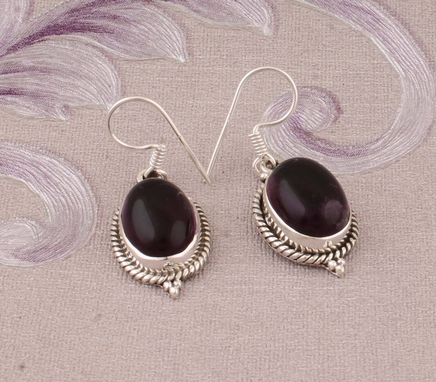 Natural Amethyst Top Quality Gemstone Earring,925-Sterling Silver Earring,Wedding Earring,Antique Silver Earring,Anniversary Gift Earring