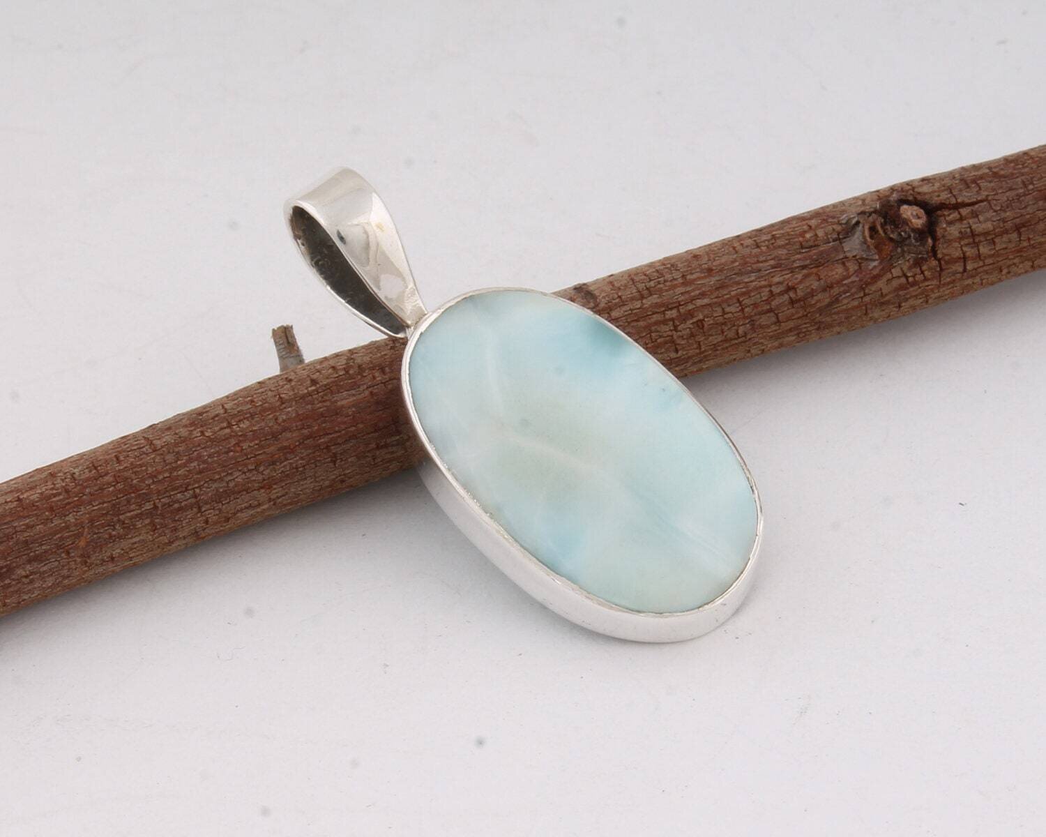 925 sterling silver larimar gemstone pendant- drop shape gemstone pendent-silver 925 pendant-drop pendant-gift pendant-handmade pendant