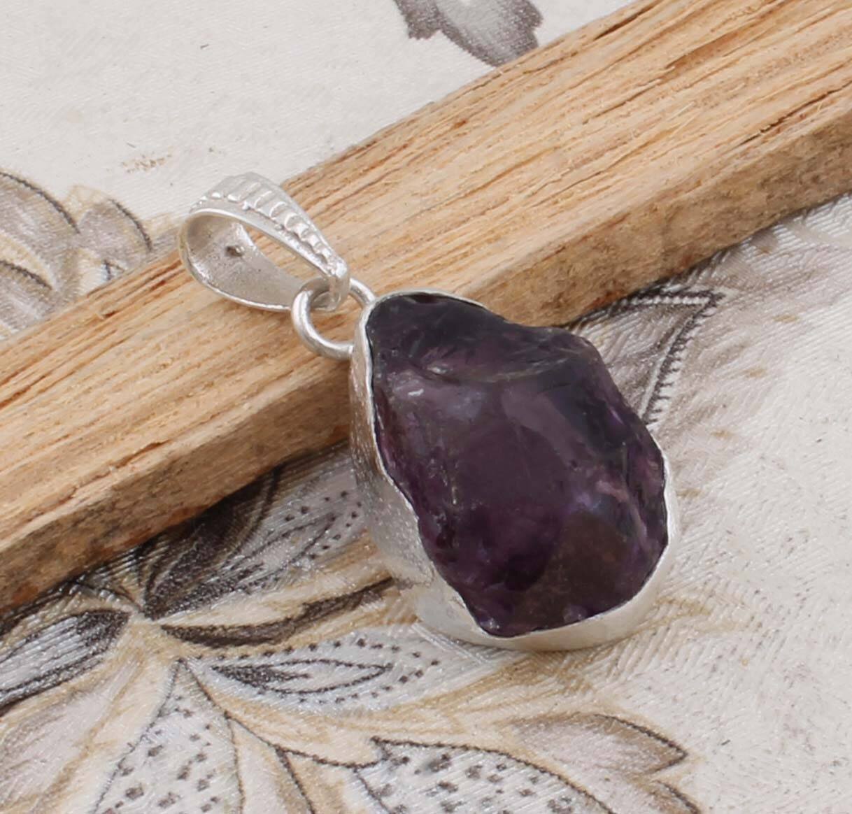 Natural Amethyst Rough Top Quality Pendant Handcrafted Boho Pendant 925-Antique Silver Pendant,Sterling Silver Pendant Etsy Cyber-2021