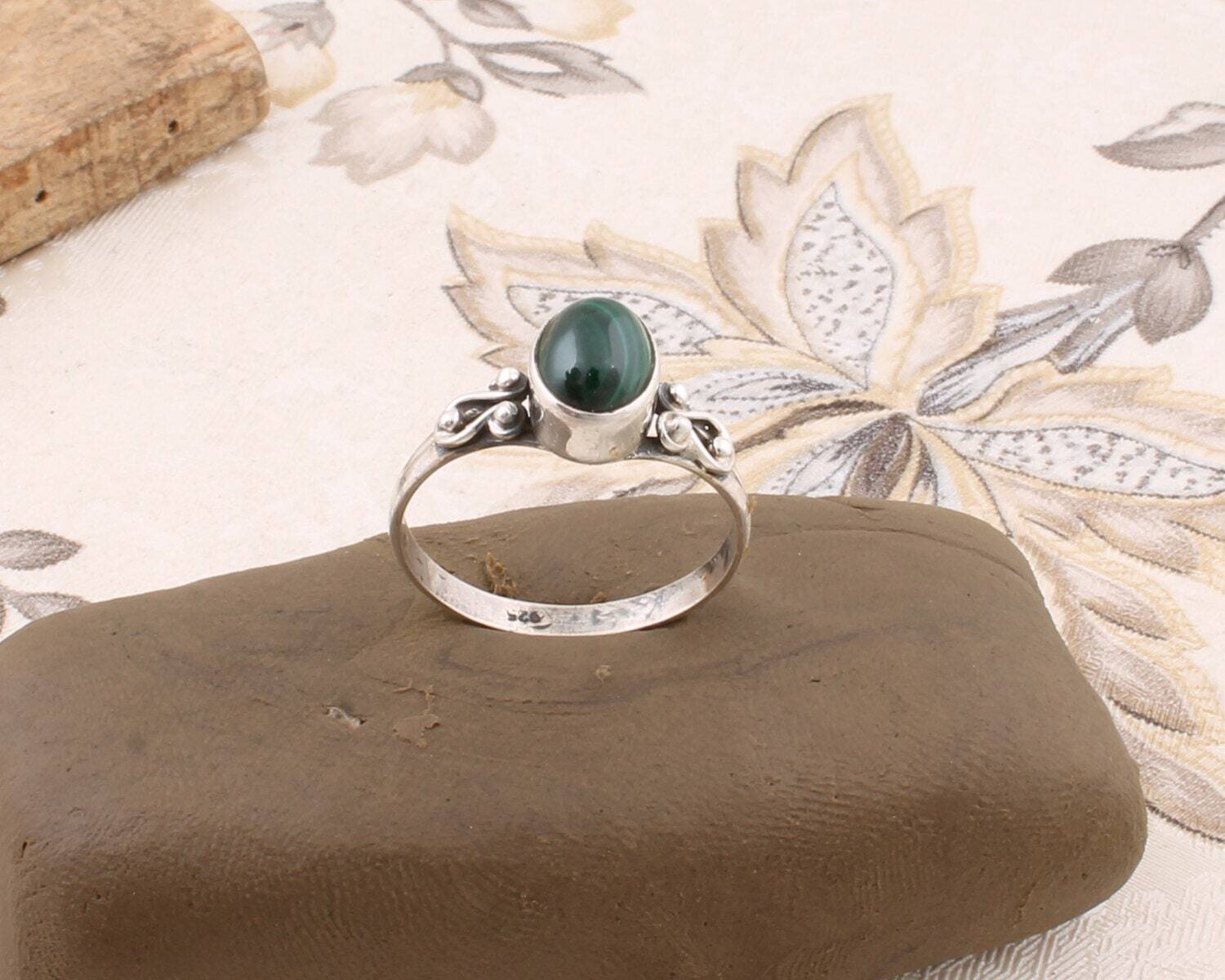 Natural Amazing Malachite Gemstone Cabochon Top Rare Stone Boho Ring Handcrafted With Charm Ring Lovely Gift Item Ring Ring Finger Ring