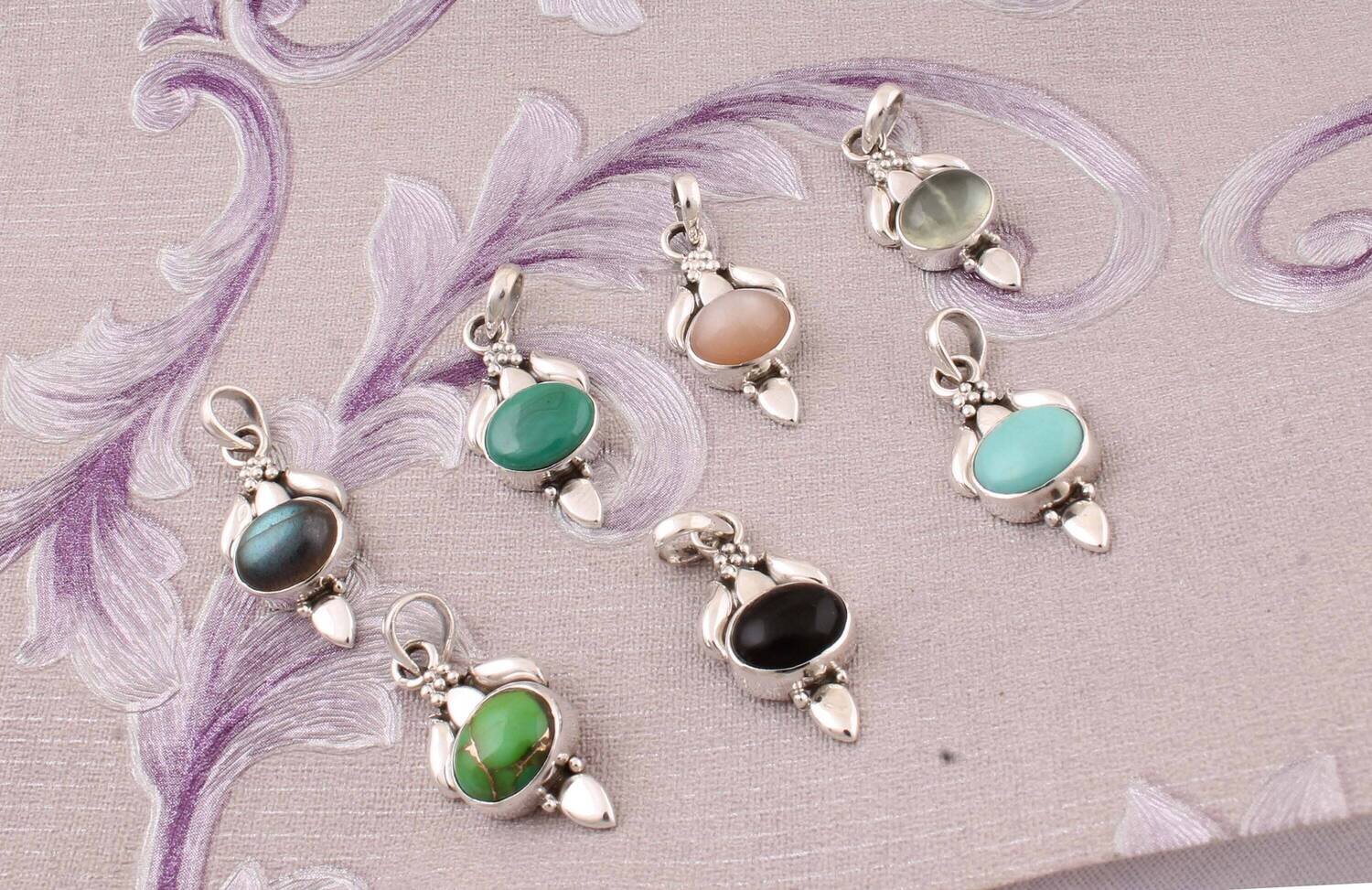 Beautiful Amazing Multi Gemstone Lot Pendants Sterling Silver Lot Pendants,Boho Lot Pendants,Antique Silver Pendants Fashion Item Jewelry