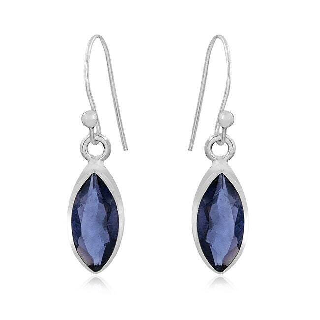 Sterling Solid Silver Earring With Blue Iolite Gemstone Handcrafted Earring Cut Faceted Stone Boho Earring Gift For You