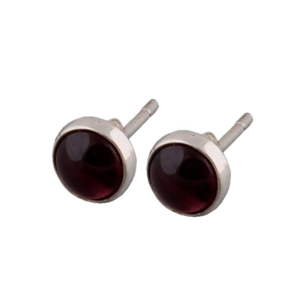 Studs Earring 925-Silver Sterling Solid Earring With Natural Red Garnet Gemstone Earring Cabochon Stone Boho Earring Gift For You !Cyber2021