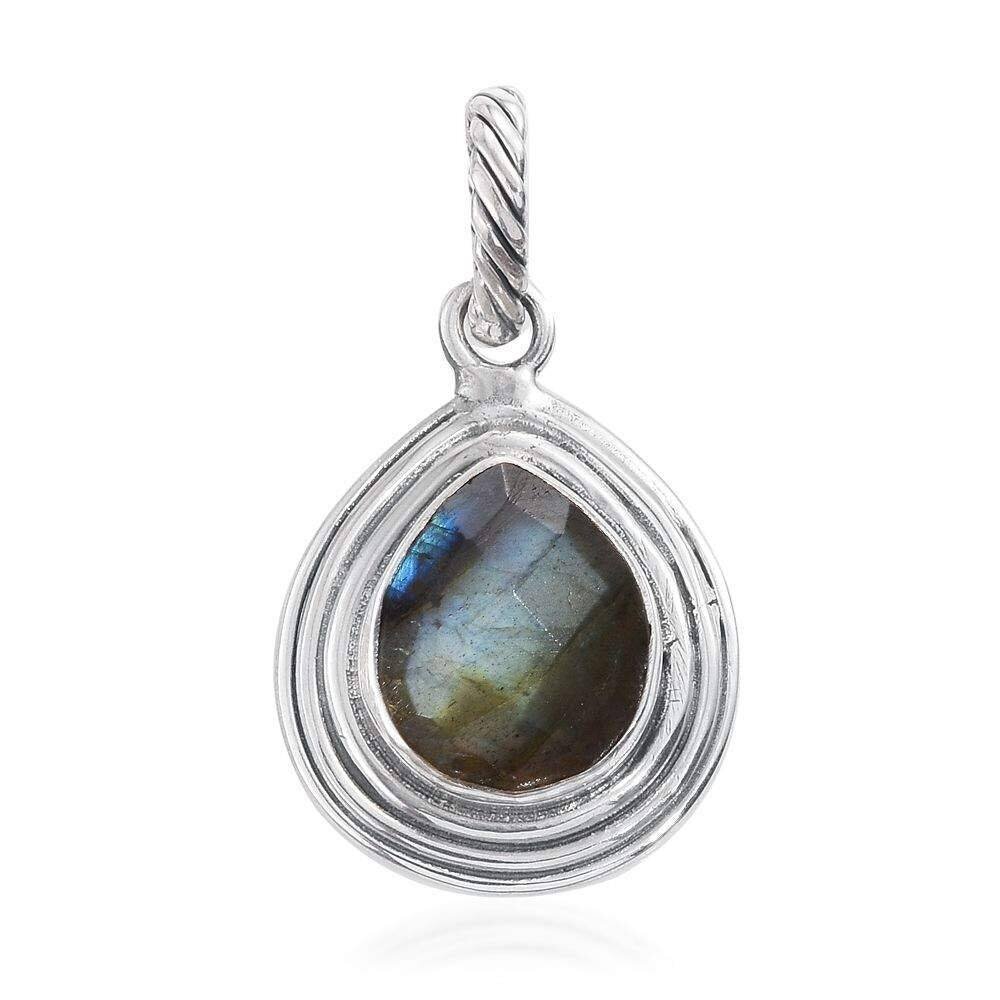 Solid 925- Sterling Silver Christmas Gift Natural Labradorite Top Quality Gemstone Pendant Cut &amp; Blue Fire Stone Boho Pendant Handcrafted