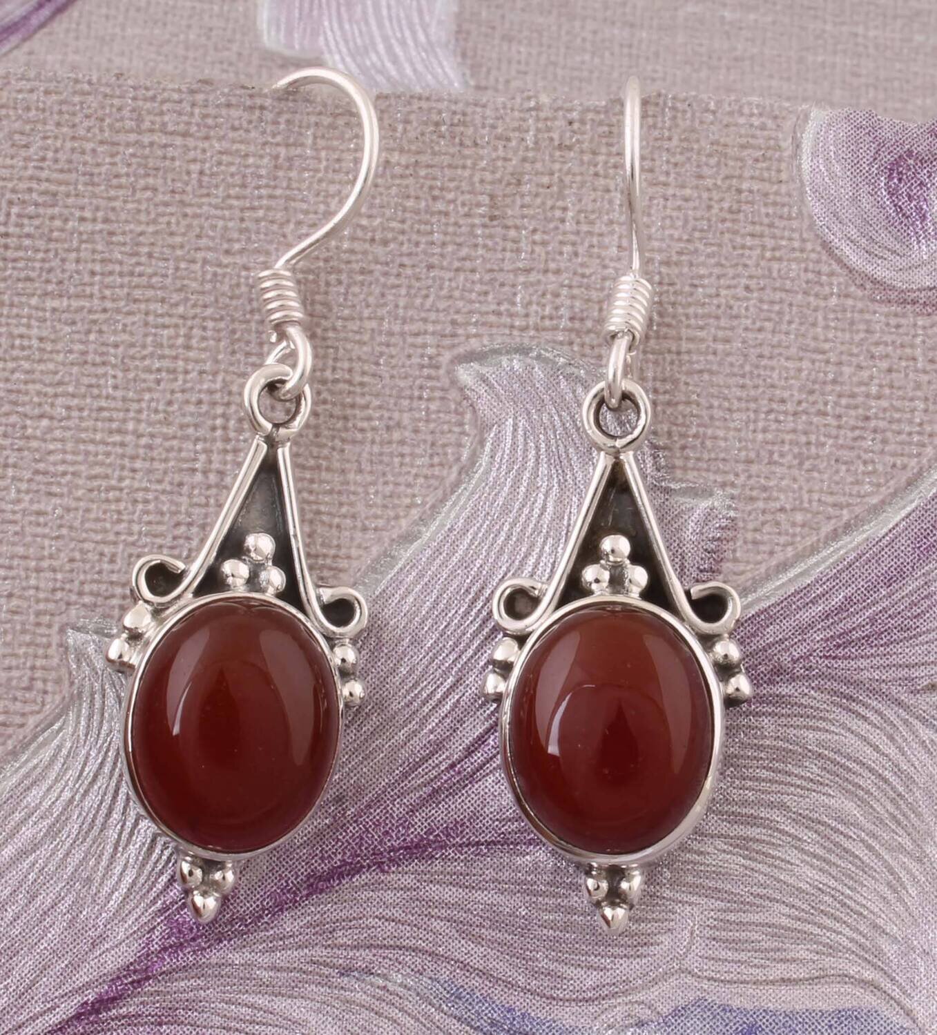 Beautiful Red Jade Top Quality Gemstone Earring Boho Earring 925-Sterling Silver Earring,Wedding Earring,Oval Earring Antique Silver Earring
