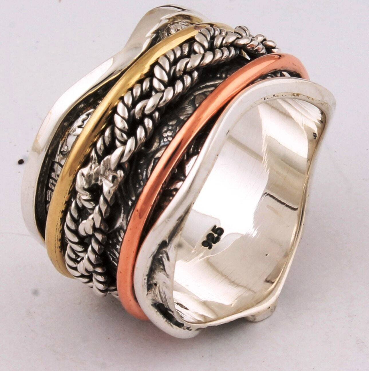Big Size 925 Sterling Silver Ring (SPINNER RING)- -Meditation Ring- Silver Spinner Ring-925 Sterling Silver thumb Ring-Silver Band Ring