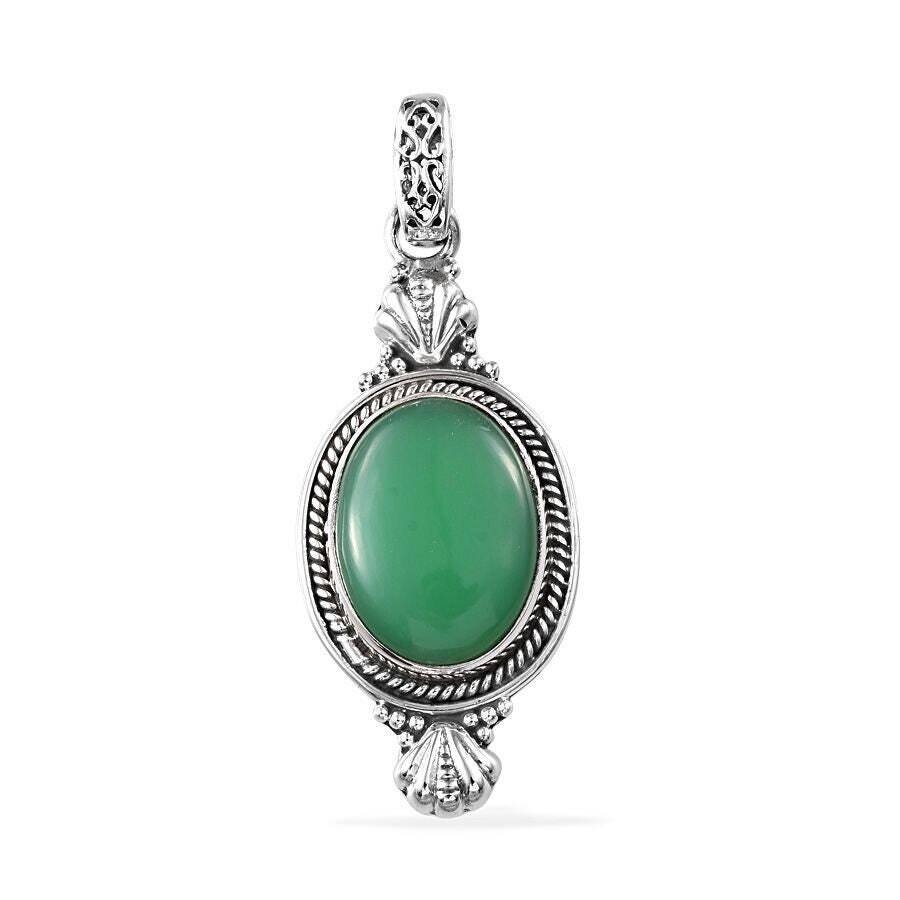Natural Green Jade Gemstone Pendant Cabochon Opaque Stone Boho Pendant 925-Sterling Solid Silver Pendant Gift For her Etsy Cyber-2021
