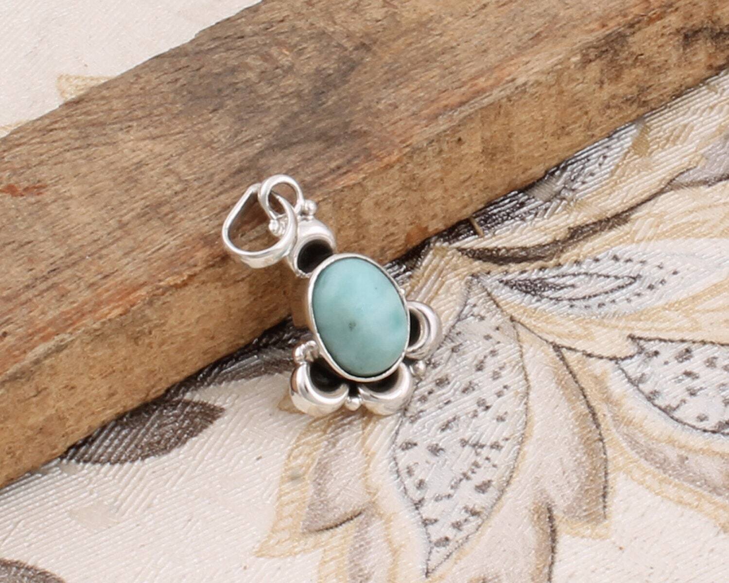 925 sterling silver larimar gemstone pendant- Oval shape gemstone pendent-silver 925 pendant-Oval pendant-gift pendant-handmade pendant
