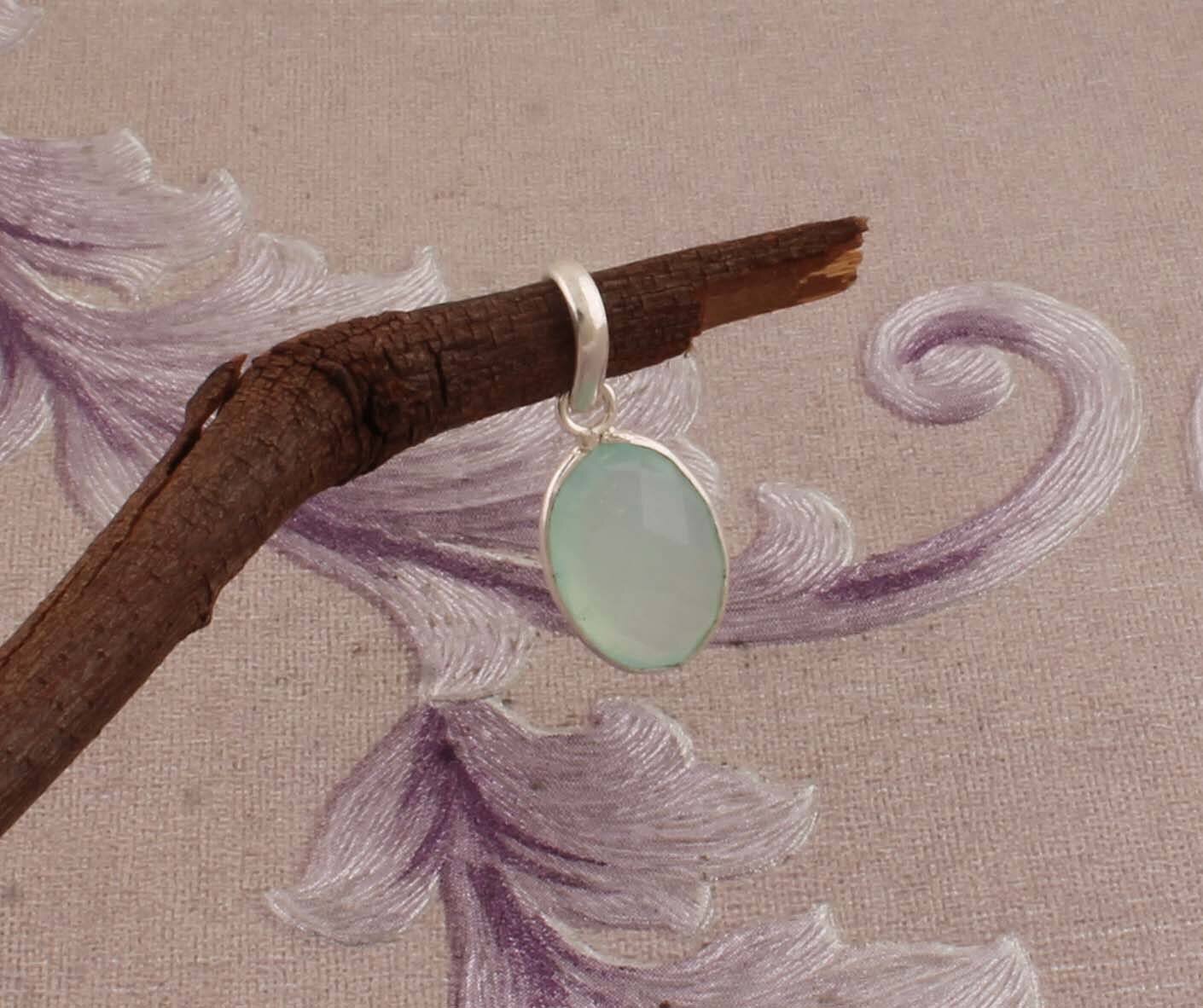 Beautiful Aqua Calci Top Quality Gemstone Pendant 925-Sterling Silver Pendant,Antique Silver Pendant,Small Size Pendant, Girls Pendant