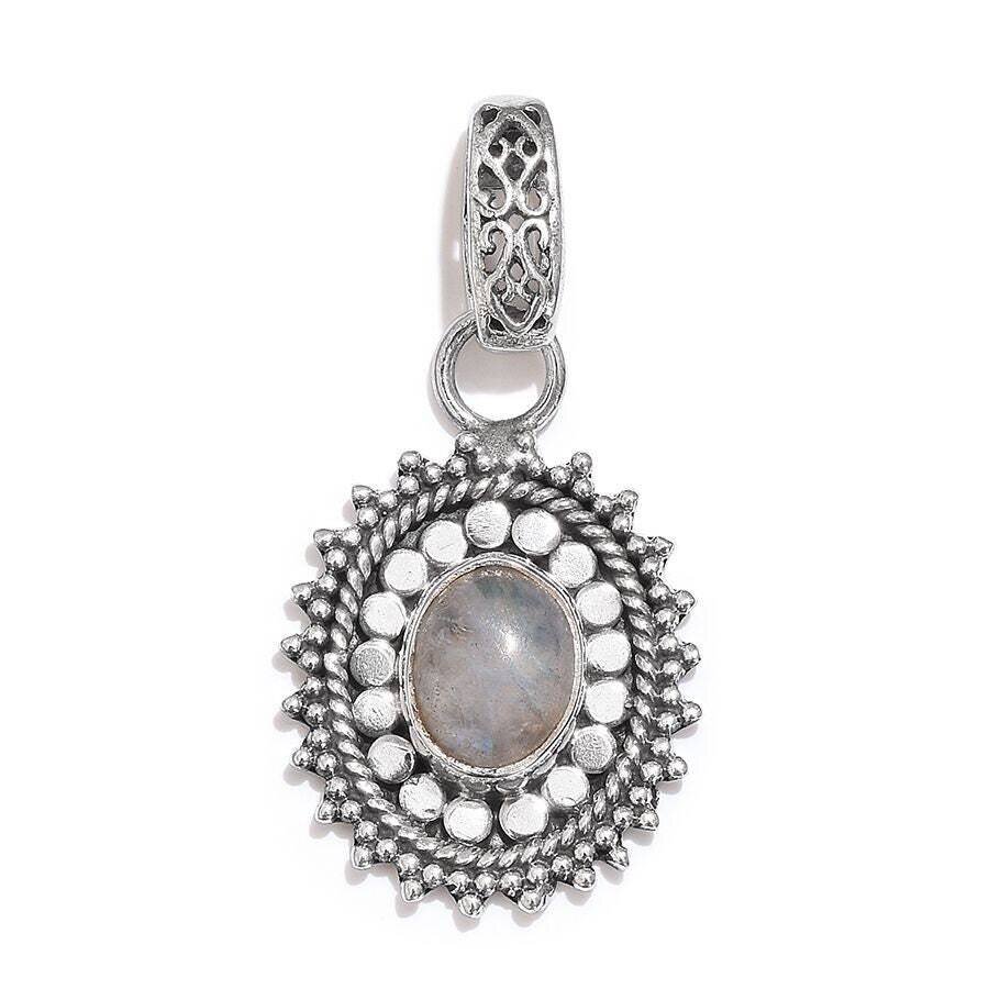Silver Rainbow Moonstone AAA+Quality Pendant Oval Cabochon Stone Boho Pendant,Sterling Silver Pendant  Gift For You Etsy Cyber-2021Cyber2021