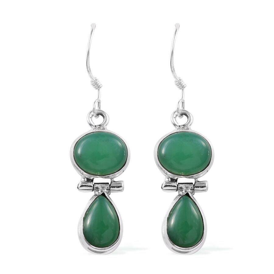 Gift For You ! Solid 925-Sterling Silver Earring Natural Green Jade Gemstones Hook Earring Handcrafted Charm With Boho Earring L#-283633-R