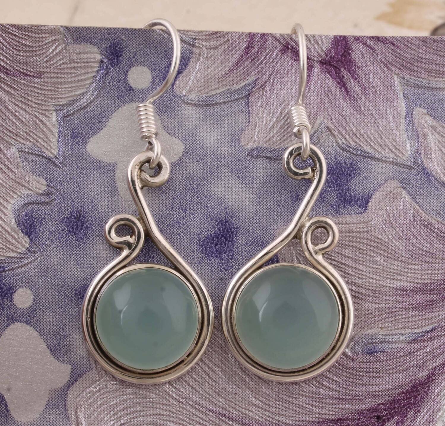 Amazing Aqua Calci Top Quality Gemstone Earring,Boho Earring 925-Sterling Silver Earring,Foral Earring,Antique Silver Earring Gift For Him