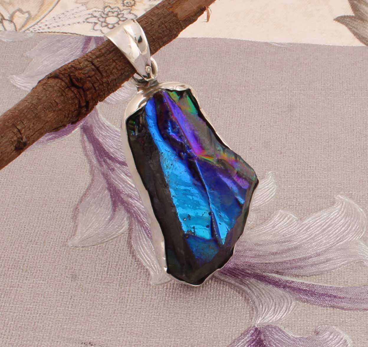 One Of kind Druzy Quartz Raw Top Quality Gemstone Pendant 925-Sterling Silver Pendant,Antique Silver Pendant,Druzy Raw Pendant Gift For Her