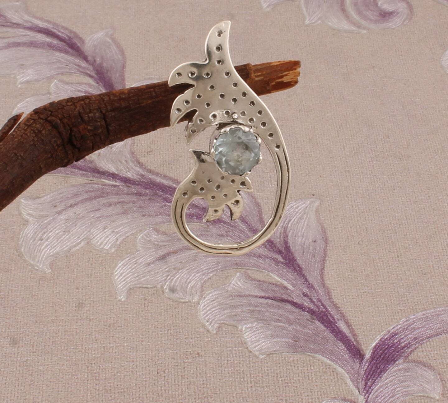 Top Quality Blue Topaz Gemstone Necklace-Round Cut Necklace-December Birth Stone Necklace 925-Antique Silver Pendant Gift For Her !!!