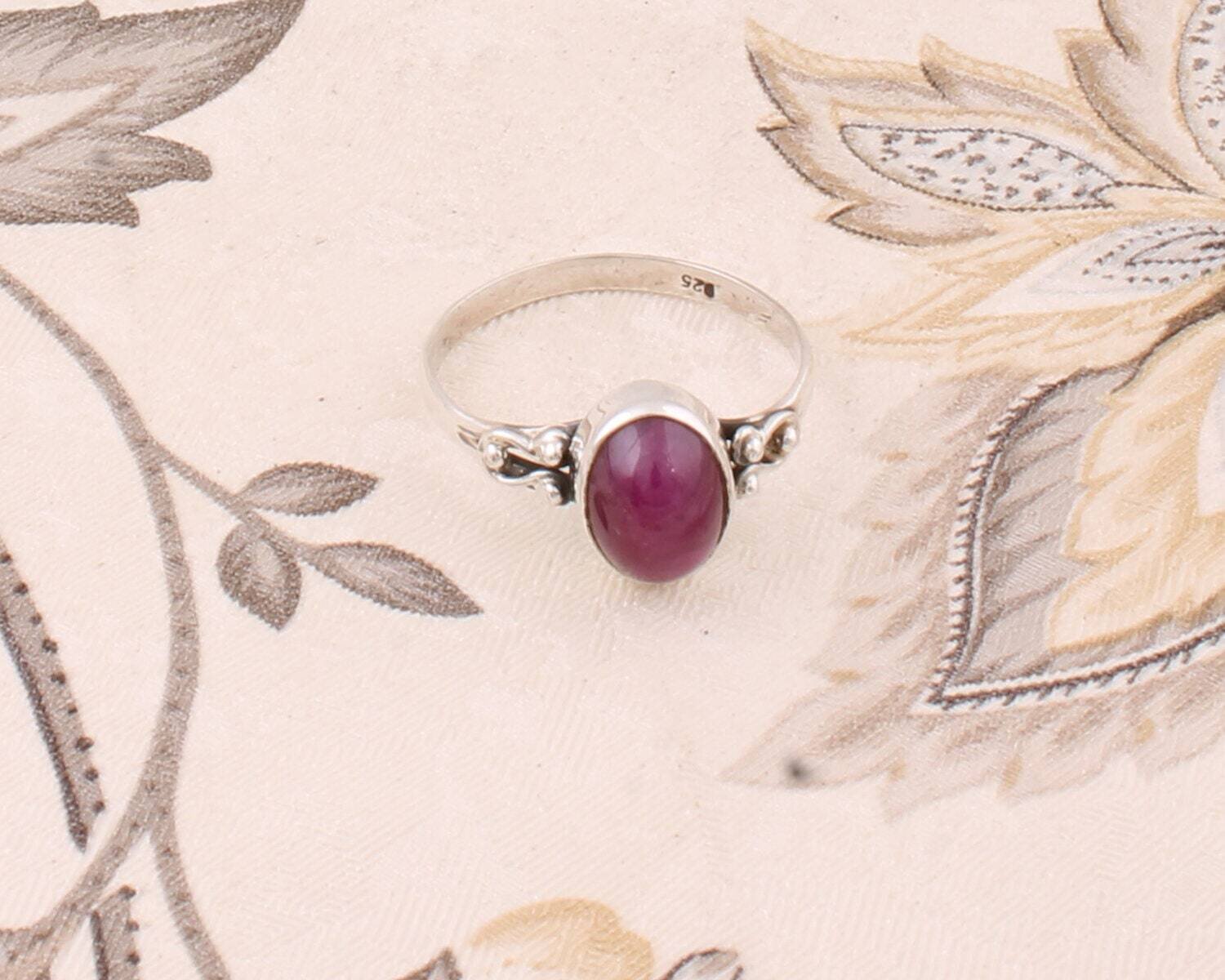 Natural Amazing Purple Jade Top Quality Gemstone Handcrafted Ring Charm With Boho Ring 925-Sterling Solid Silver Ring Middle Finger Ring