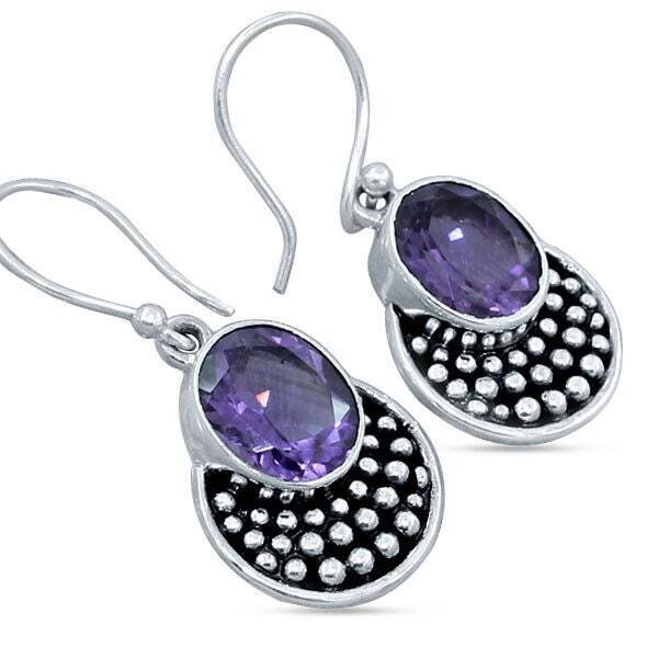 Natural Amazing Amethyst AAA+Quality Gemstone Earring Cut Faceted Stone Boho Earring 925-Sterling Solid Silver Earring HandcraftedCyber2021