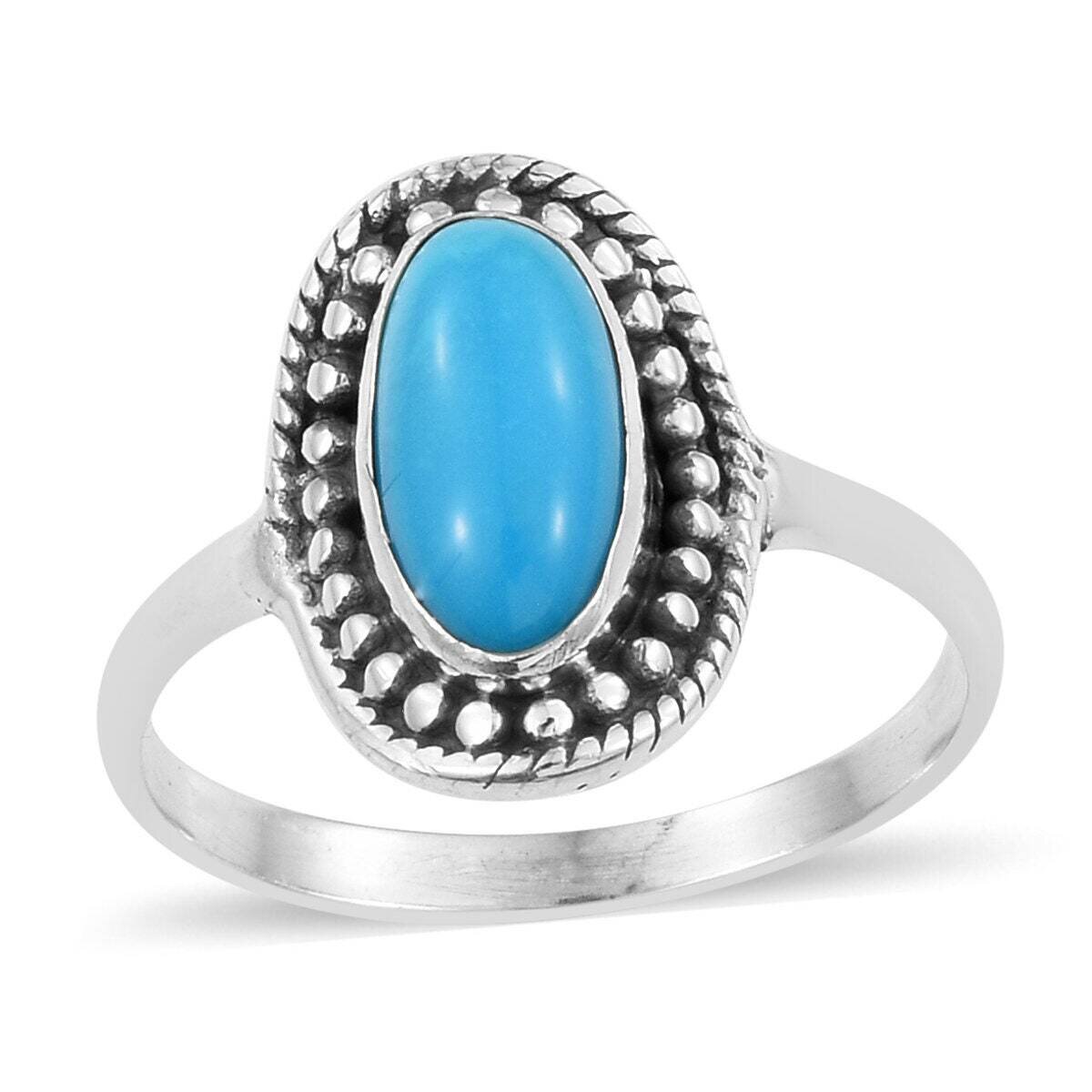 Turquoise Solid Silver Ring, 925 Sterling Silver Turquoise Ring, Oval Turquoise Ring, Handmade Silver Ring, Present For Her, Engagement Ring