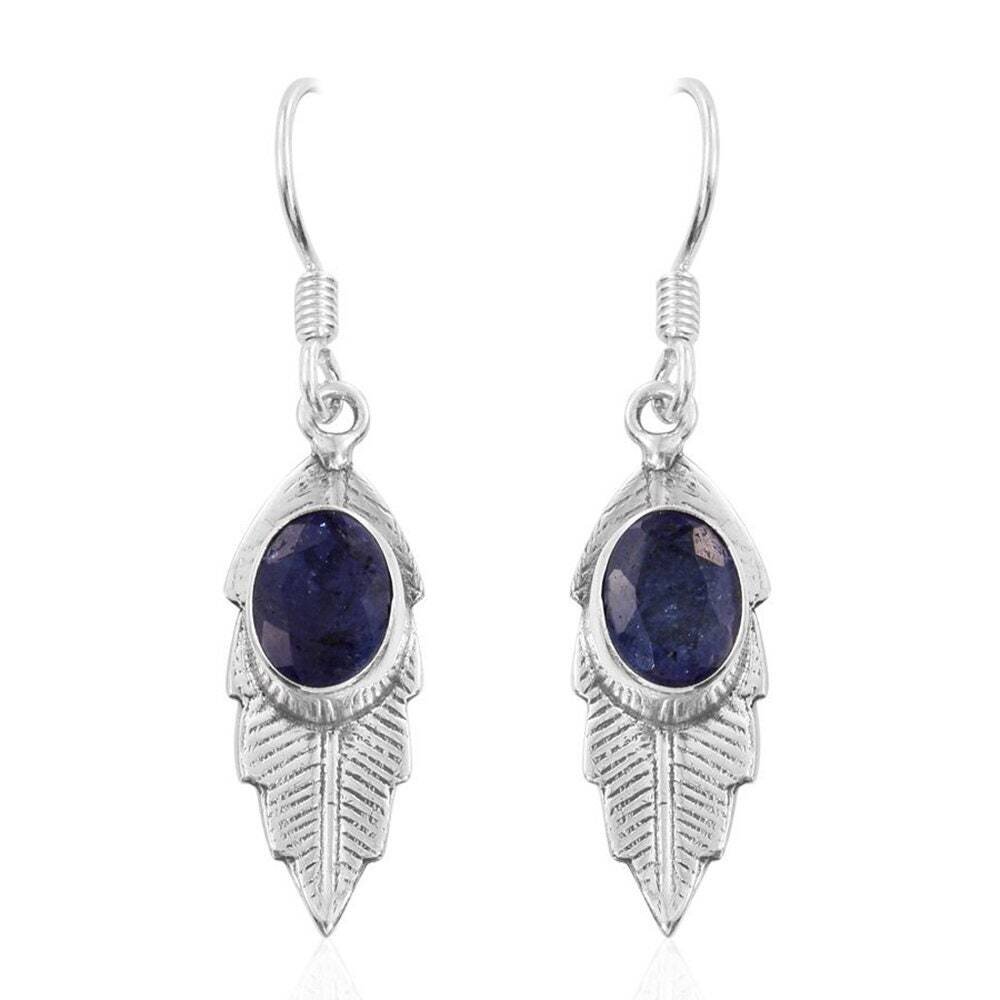 Handmade Earring 925 Silver Solid Earring  Blue Color Stones AND Silver Sterling Necklace Iolite Top Quality  Gemstone NecklaceCyber2021