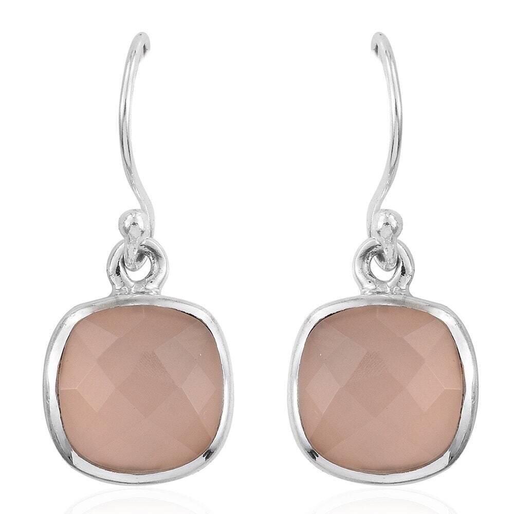 Simple Earring With Natural Pink Onyx Gemstone Handcrafted Earring Cut Stone Boho Earring 925 Sterling Solid Silver Earring L#-283232-E