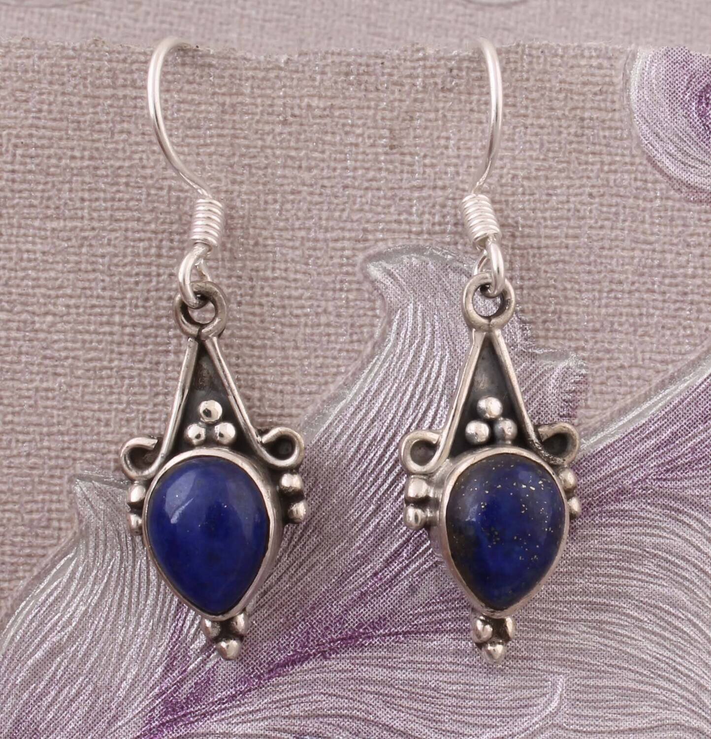 Natural Beautiful Lapis Top Quality Gemstone Earring,Boho Earring 925-Sterling Silver Earring,Wedding Earring,Antique Silver Earring