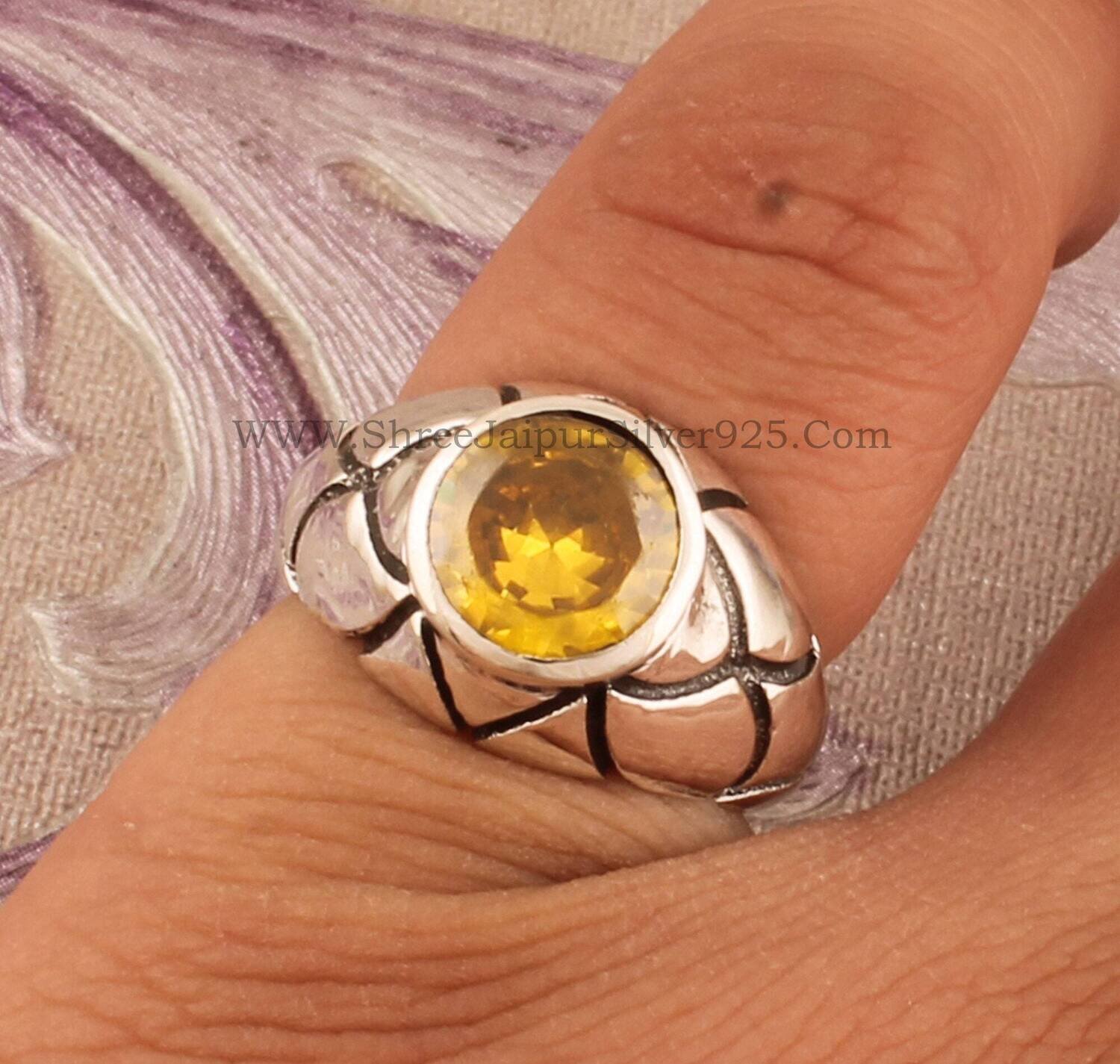 Beautiful Amazing Yellow Zircon Gemstone Ring 925-Sterling Silver Ring,Ring Finger Ring,Antique Silver Ring Anniversary Gift Item Ring,