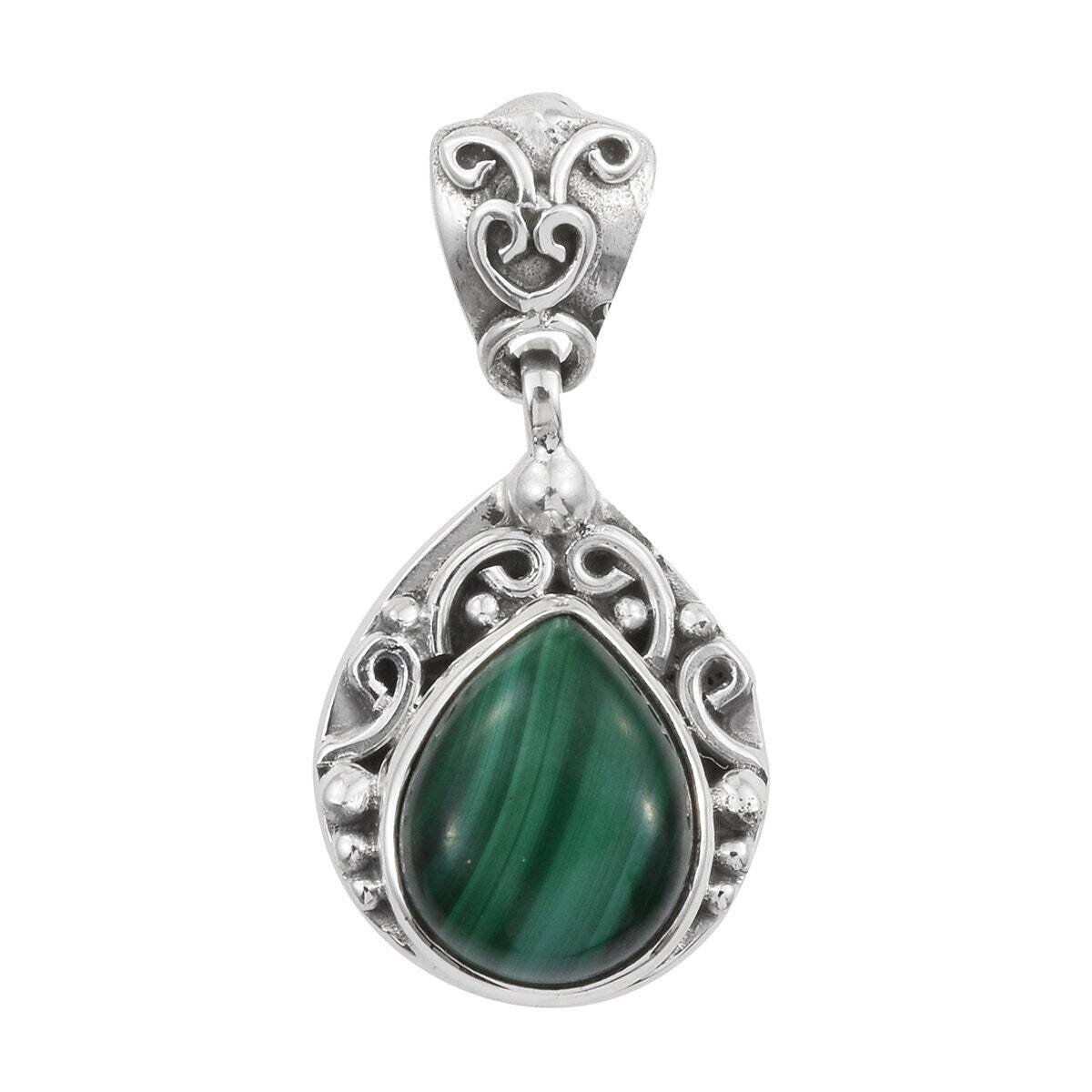 Natural Malachite Gemstone Handcrafted Pendant Cabochon, Opaque Stone Boho Pendant 925-Antique Silver Pendant Etsy Cyber Valentine Day
