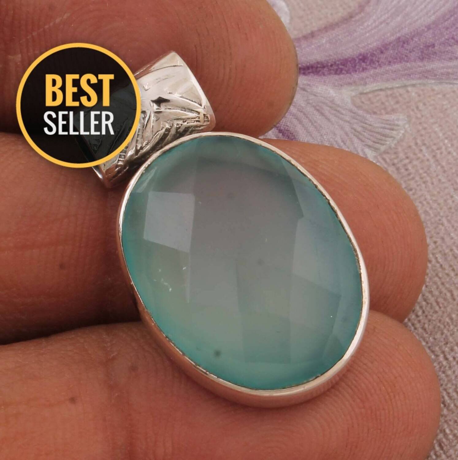 Amazing Aqua Calci Top Quality Gemstone Pendant,Simple Pendant 925-Sterling Silver Pendant,Antique Silver Pendant Fashion Item Pendant