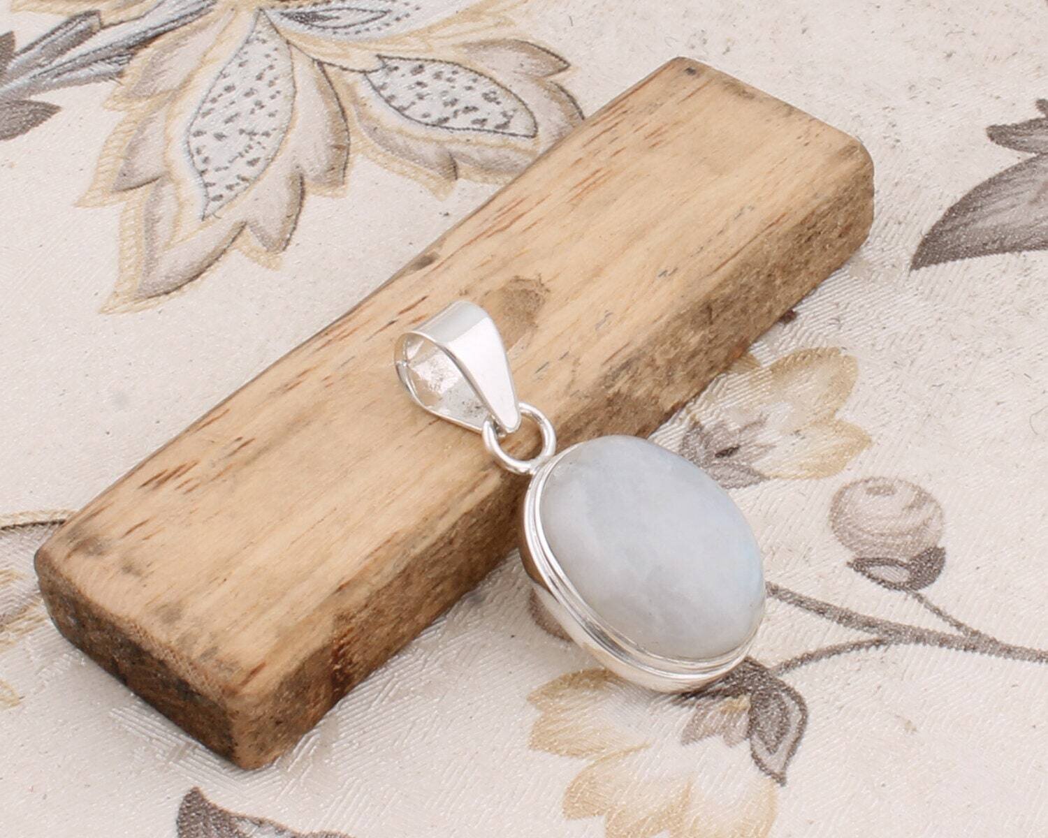 Rainbow Moonstone AAA+Quality Gemstone Handcrafted Pendant Oval Cabochon Stone Boho Pendant,Antique Silver Pendant Christmas ETSY CYBER-2021