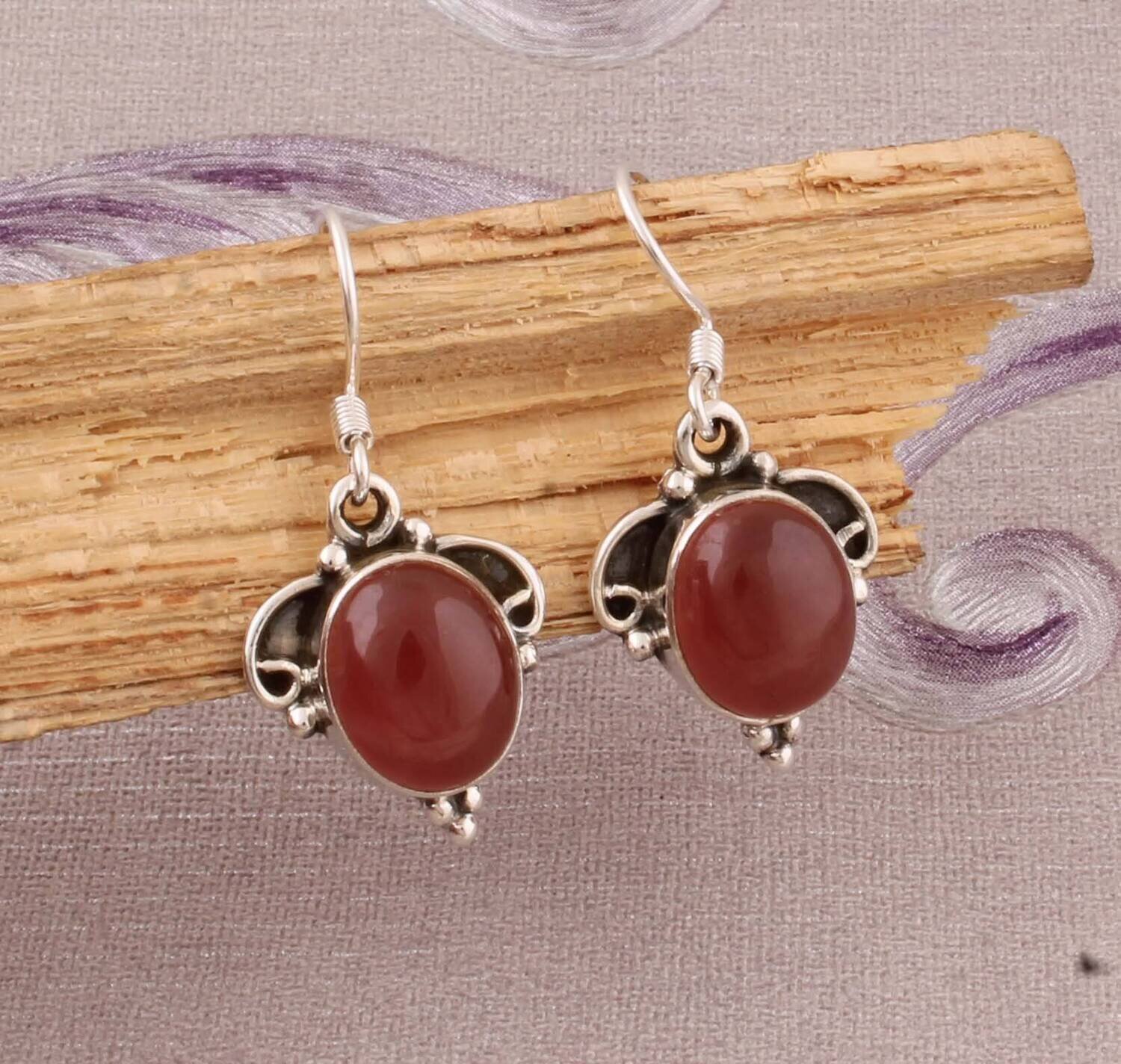 Amazing Red Onyx Top Quality Gemstone Earring,925-Sterling Silver Earring,Wedding Earring,Antique Silver Earring,Anniversary Gift Earring