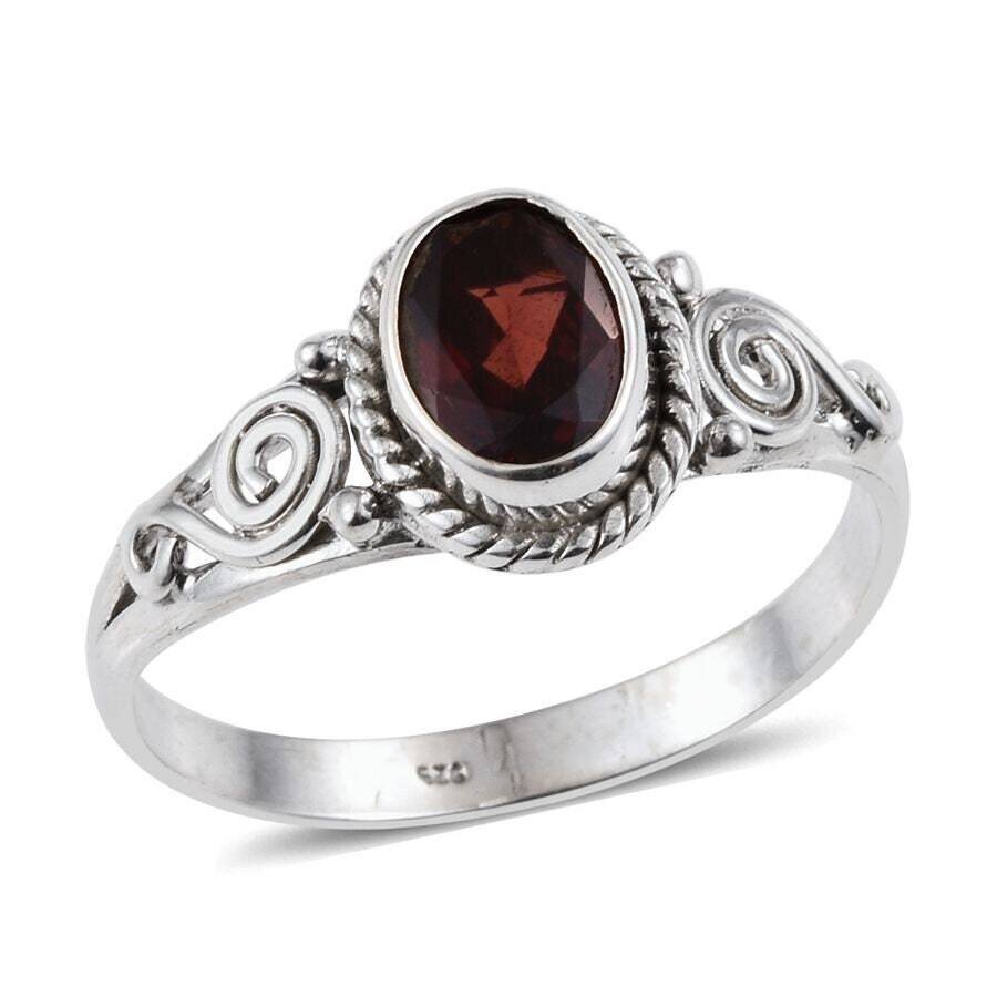 Solid 925-Sterling Silver Ring With Natural Red Garnet Gemstone Ring Cut Transparency Stone Boho Ring Index Finger Ring Gift For You
