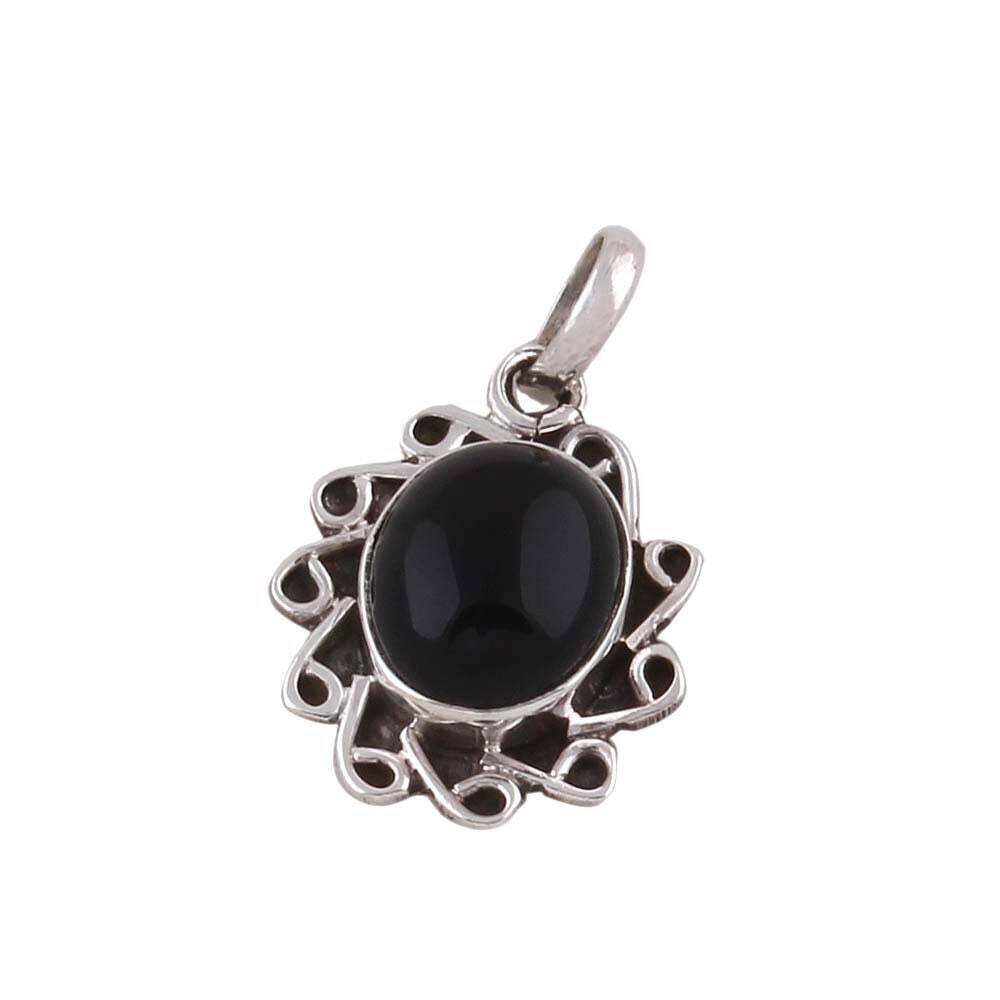Natural Beautiful Black Onyx Top Quality Gemstone Pendant 925-Silver Sterling pendant Handmade Pendant Silver,Solid Pendant L#-280599-P
