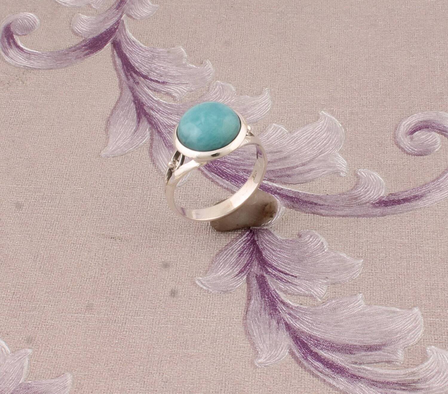 Natural Beautiful Larimar Sterling Silver Ring,Boho Ring,Twisted Band Ring,Dainty Rings,Top Selling Item Gift For Her Wedding RingCyber2021