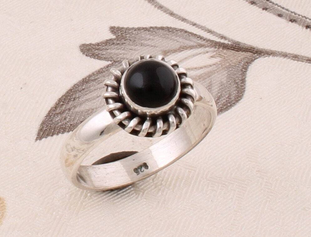 Natural Amazing Black Onyx AAA+Quality Ring 925 -Silver Sterling Ring  Handmade Ring Silver,Solid Ring (Ring Finger Ring )L#-2829206-R