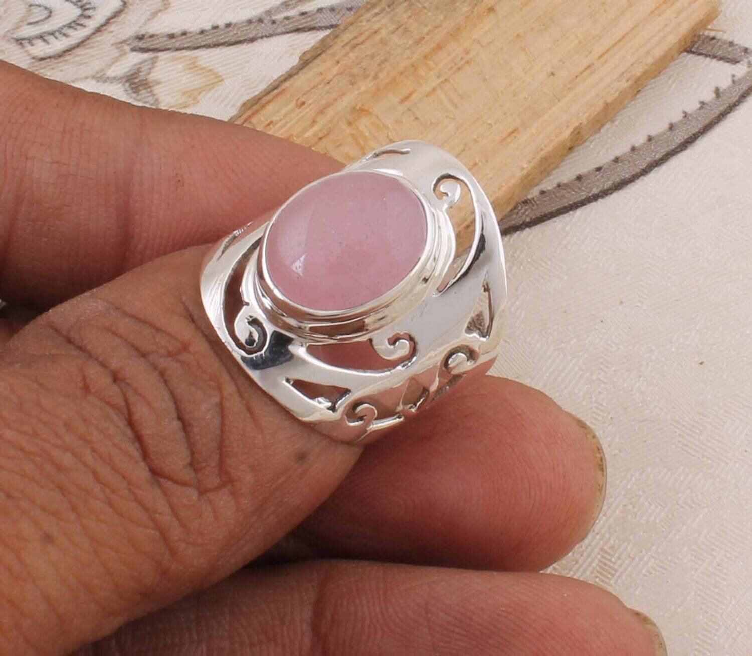 Amazing Pink Jade  Top Quality Gemstone Ring,Simple Ring,925-Sterling Silver Ring,Engagement Ring,Antique Silver Ring, Ring Finger Ring