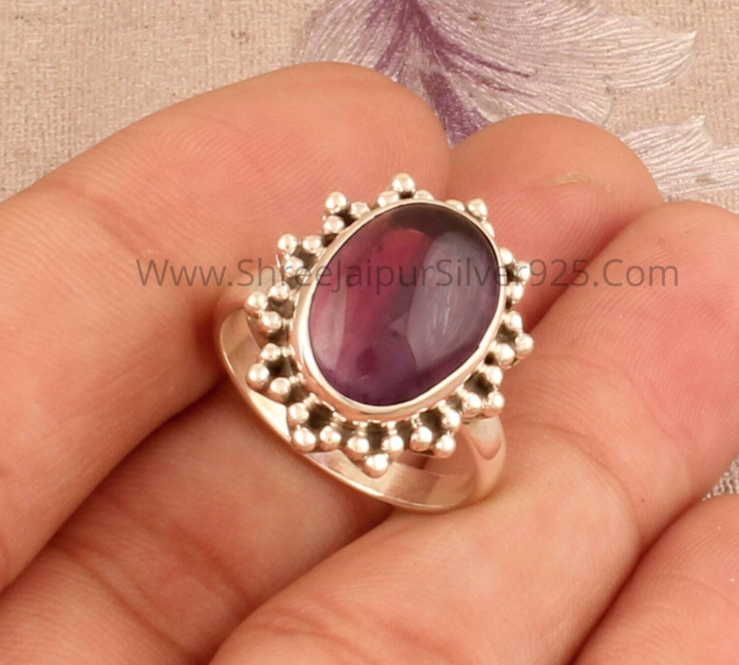Natural Amethyst Solid Silver Ring For Women, 925 Sterling Silver Natural Gemstone Ring For Her, Amethyst Handmade Bridesmaid Ring For Gift