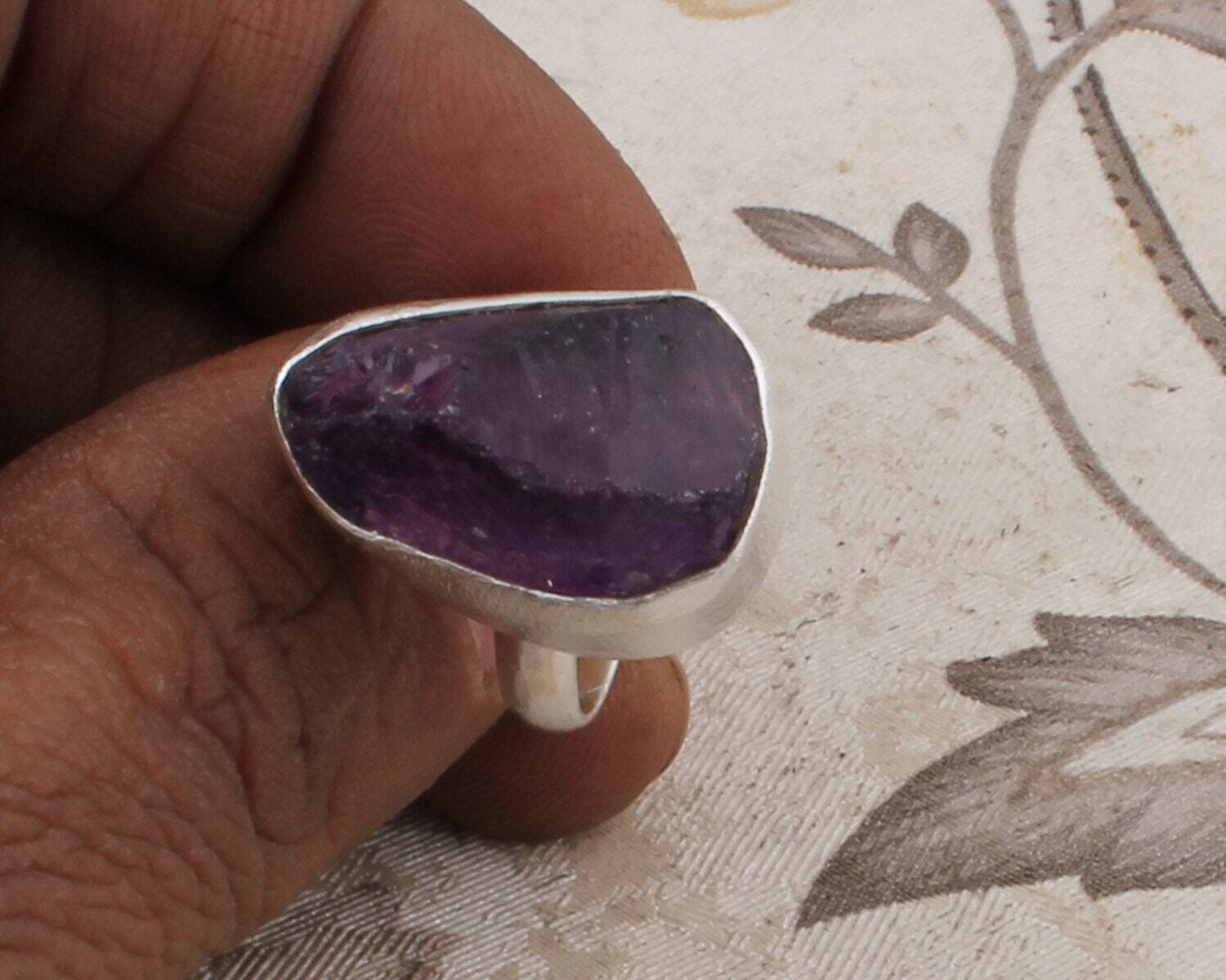 Raw Amethyst ring Raw gemstone ring Raw stone ring Rough stone ring Rough gemstone ring Raw crystal ring February birthstone Aquarius