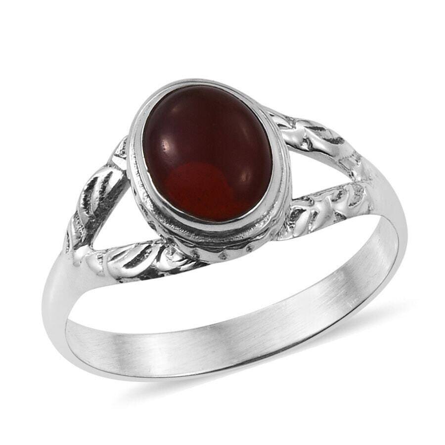 Ring Finger Ring Solid 925-Sterling Silver Ring With Natural Red Garnet Gemstone Ring Cabochon Stone Boho Ring Handcrafted Gift For You !