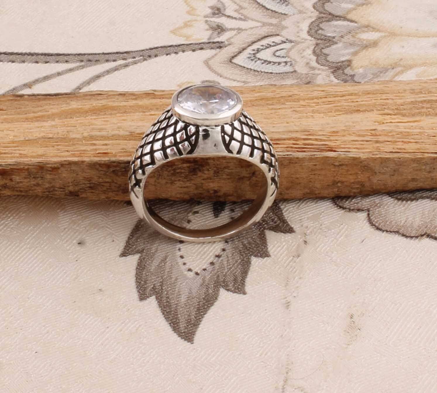 Beautiful Amazing White Zircon Gemstone Ring 925-Sterling Silver Ring,Ring Finger Ring,Antique Silver Ring Anniversary Gift Item Ring,